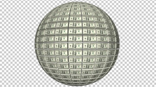 Rotating Money Globe with Dollar Bills