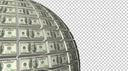 Rotating Globe of Hundred Dollar Bills
