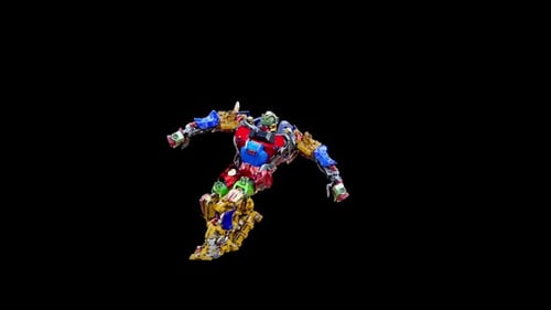 Colorful Futuristic Robot Dancing on Black Background