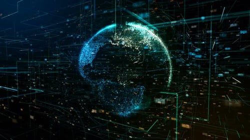 Futuristic Global Network with Digital Data Flow