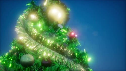 Animated Christmas Tree with Glowing Star and Holiday Decorations