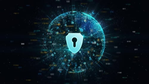 Cyber Security Shiled Digital Globe Earth 4K