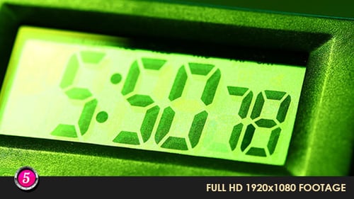 Green Digital Display Counting Down Close Up