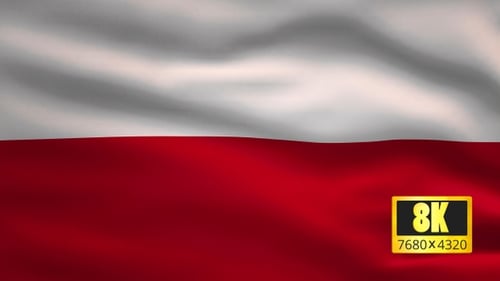 Poland Flag Realistic Waving Loop Animation