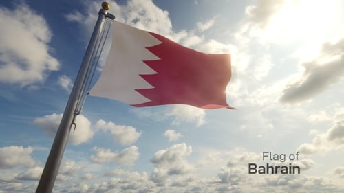 Bahrain Flag on a Flagpole