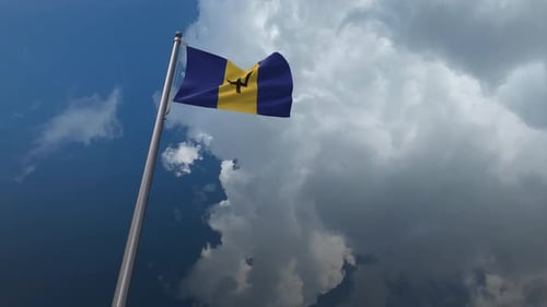 Barbados National Flag Waving Loop Motion Graphic