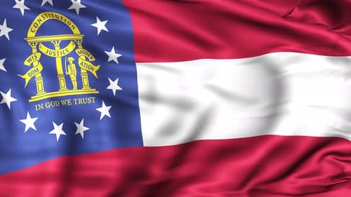 Georgia State Flag Waving Seamlessly Realistic Fabric Animation