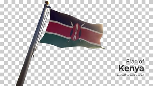 Realistic Waving Kenya Flag Animation with Alpha Channel