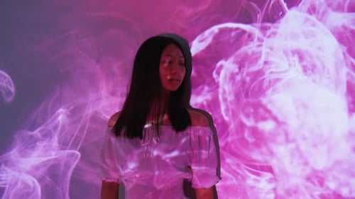 Spiritual Aura Chakra Energy Asian Woman Pink Mist