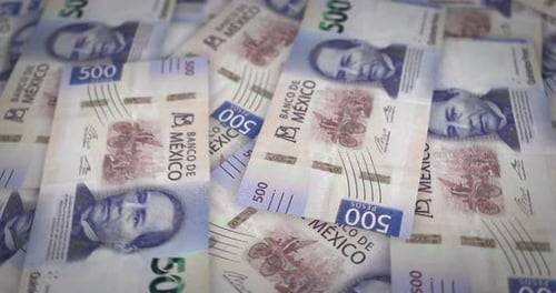Mexico Peso growing pile of money seamless loop
