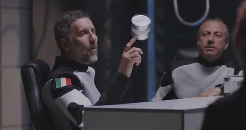 Futuristic Space Meeting with Floating Object