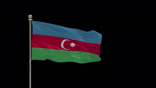 Waving Flag of Azerbaijan with Alpha Channel