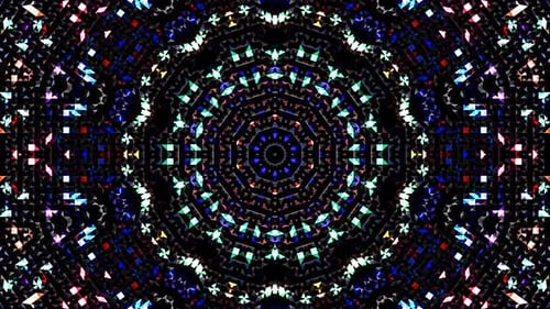 circle shape set of dots wave motion, colorful, on black background