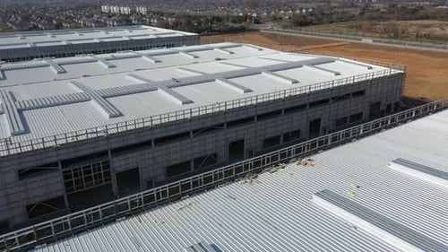 Factory building in city