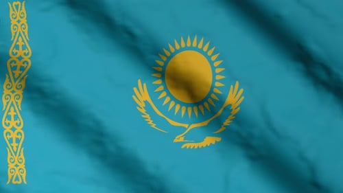 Realistic Waving Flag of Kazakhstan Animation