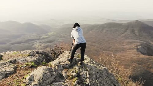 Female Photographer Aerial Cinematic View