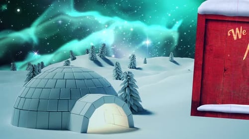 Iglú con mensaje de feliz navidad