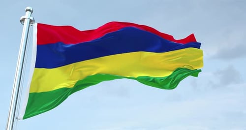Realistic Waving Mauritius National Flag Loop Animation