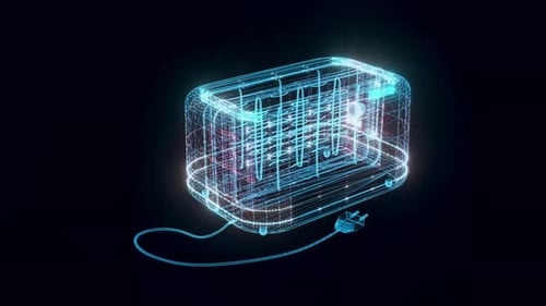 Futuristic Toaster Hologram Animation Loop