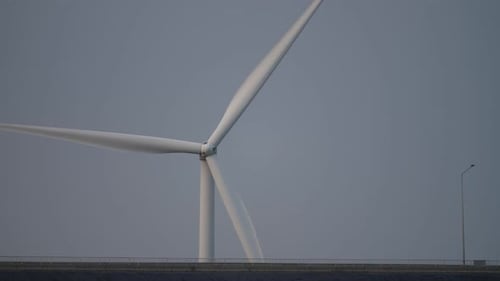 Modern wind turbine generating clean power multi-fuel power station, renewable electric energy