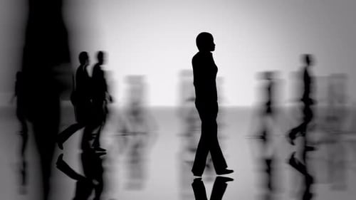 Abstract Silhouettes of People Walking and Standing Loop