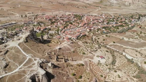 Aerial View of Fairy Chimneys Valleys in Cappadocia Nevsehir Turkey