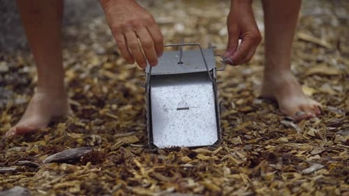 Nahaufnahme der Tierfalle, um den Vogel freizulassen