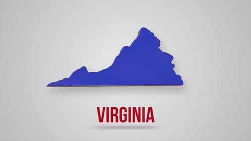 Animierte Nahaufnahmekarte des Bundesstaates Virginia