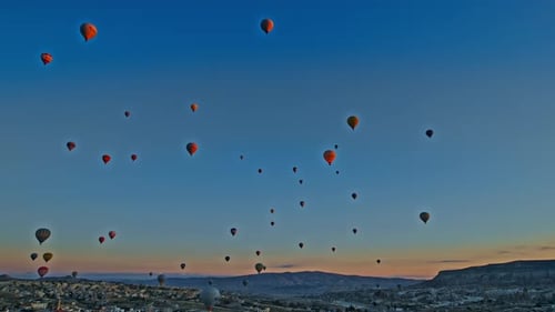 Aerial Drone View of Colorful Hot Air Balloon Flying