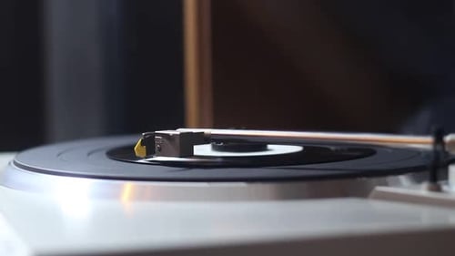Musical Vinyl Record On An Old Record Player Works
