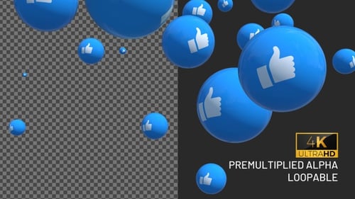 3D Animated Thumbs Up Likes Social Media Element