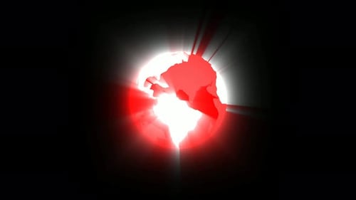 Weiße rote Beleuchtung 3D-Planeten-Animation auf schwarzem Hintergrund