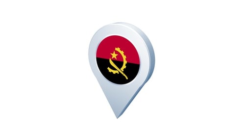3D Angola Flag Location Pin Spinning Animation