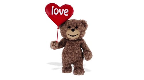 Animated 3D Teddy Bear with Red Love Balloon
