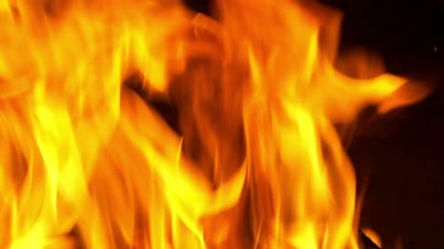 Close-Up of Vibrant Flickering Fire Flames