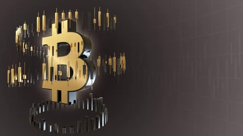Business financial background with a bitcoin symbol