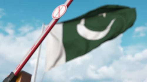 Pakistan Border Barrier with Coronavirus Restriction Sign Animation