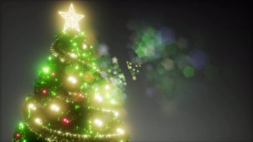 Glowing Christmas Tree with Sparkle Holiday Background
