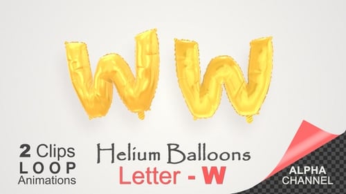 Golden Foil Balloon Letter W Seamless Loop Animation