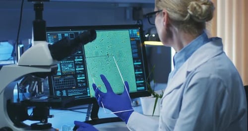 Scientist Using Transparent Display Screen