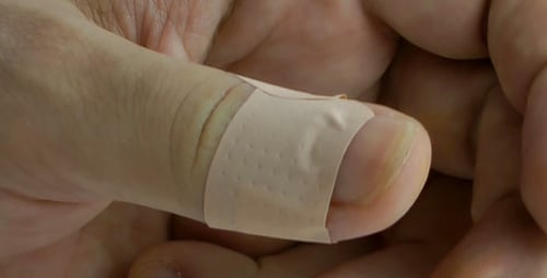 Applying Adhesive Bandage to a Finger