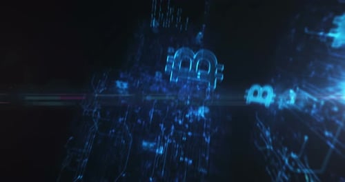 Bitcoin blockchain crypto currency symbols loop cyber concept