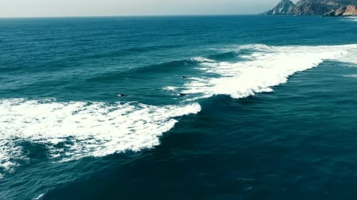 Aerial View Fly Surfing on the Coast of the Pacific Ocean