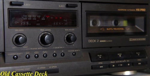 Retro Cassette Player in Operation Close Up