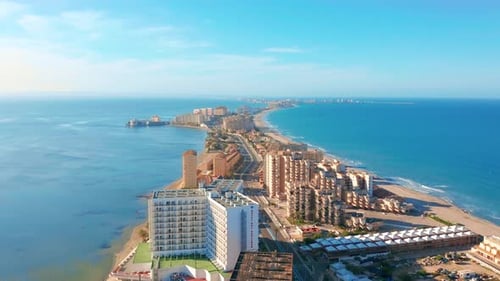 Aerial View. Panoramic View of Streets, Roads and Buildings Foreland La Manga Del Mar Menor