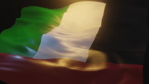 Realistic Waving Flag Animation with Green White Red Black Stripes
