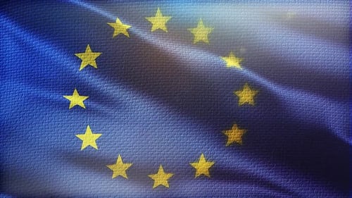 Realistic Waving European Union Flag Loop Animation