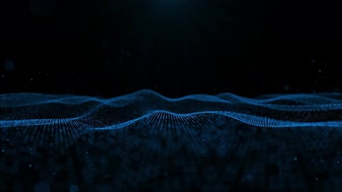 Abstract Blue Digital Wave Particles Background Animation