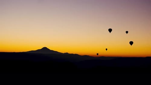 Hot Air Balloons Over Sunset