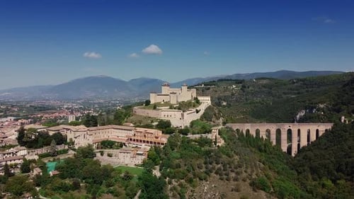 Old City Aerial Landscape with Old Castle in Summer